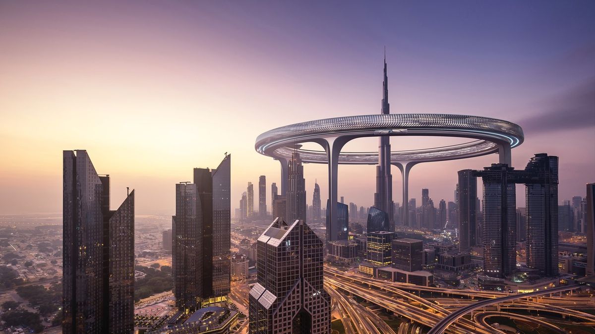 Prstenec okolo nejvyšší budovy světa vypadá jako stavba ze sci-fi